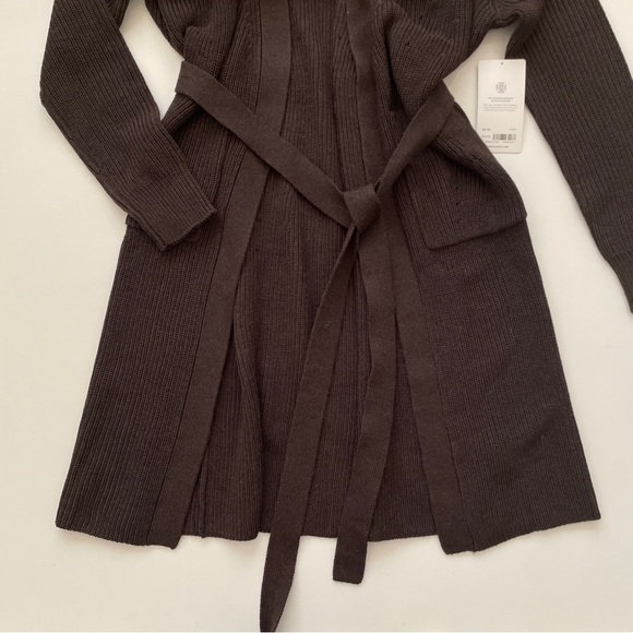 Athleta Scenic Wrap Cardigan Sweater Size XS Walnut Brown Cozy Long Merino Wool - Picture 7 of 10